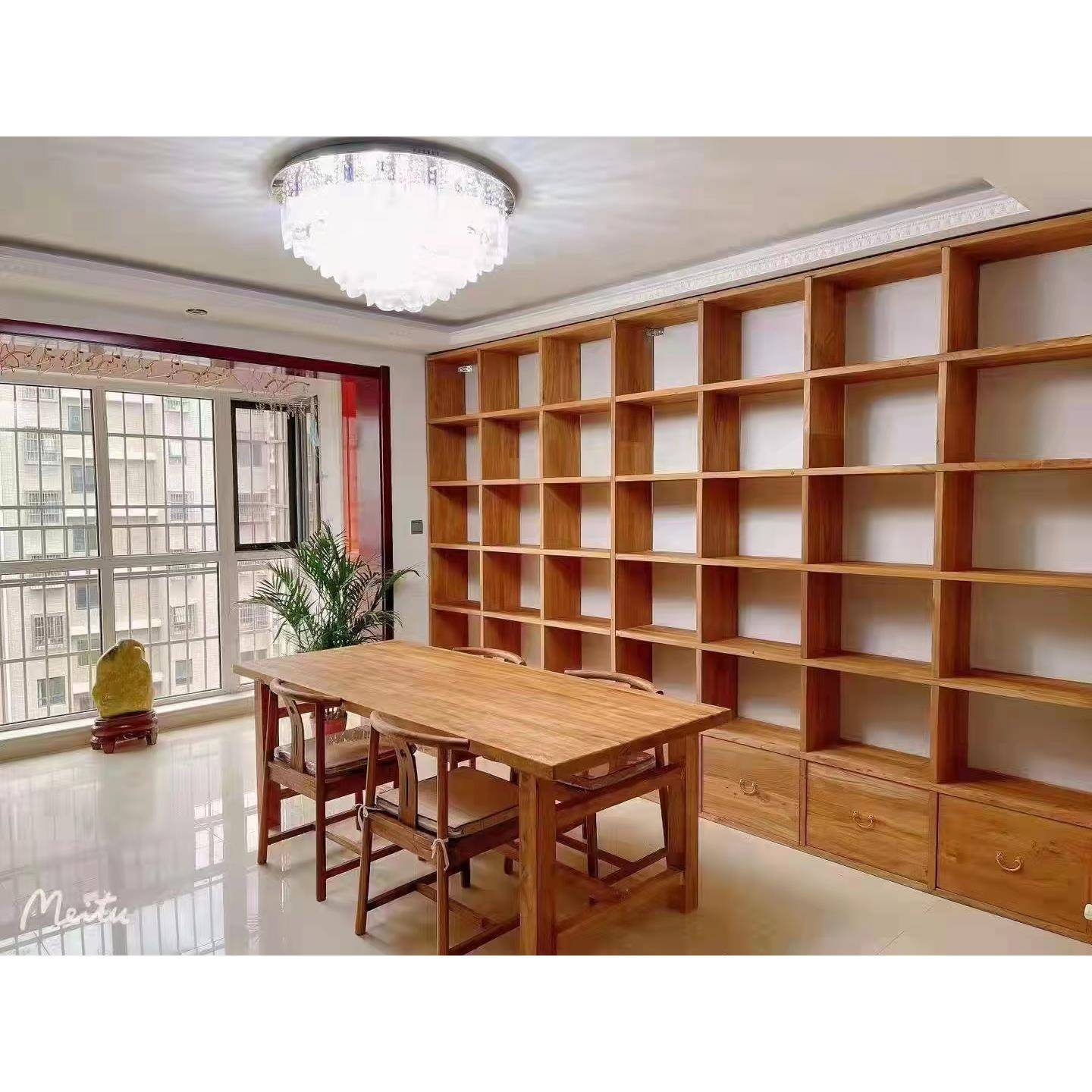 I定制老榆木松木书F767T65J架纯实木经济型组满墙拼2接书装异形落