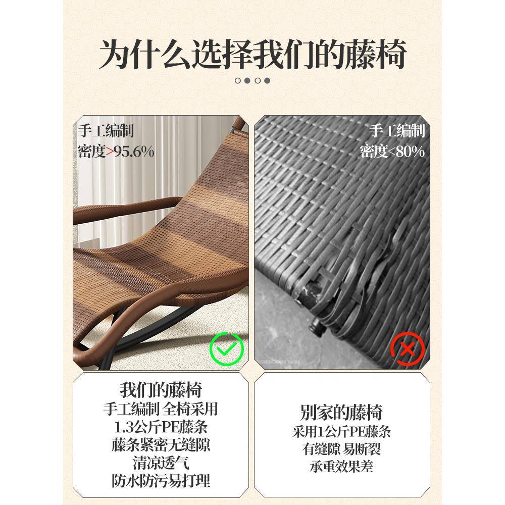 老人躺椅午休摇摇椅家用成人藤椅台防水防晒休闲SBS懒人沙阳发逍