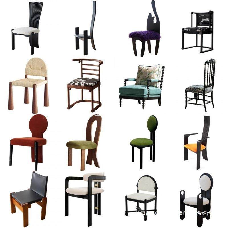 古风中颜餐桌椅子XRMCWOMC法式复古实背木餐椅诧寂风家用设计师高