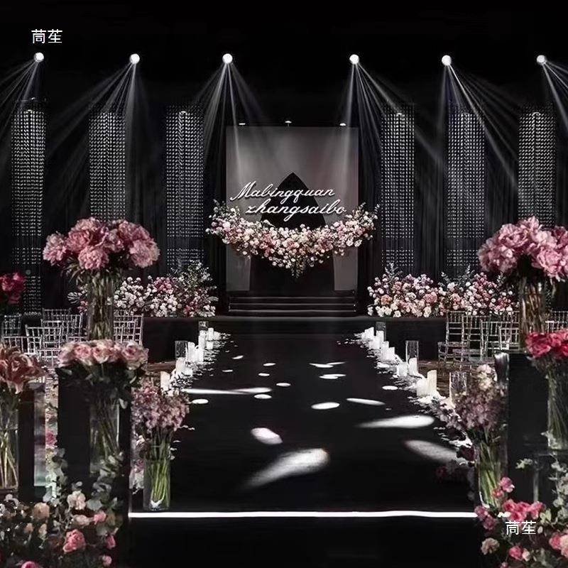 水晶麦太保柱菠镂萝珠帘断背婚景隔断庆空珠串婚礼层堂吊顶布置铁