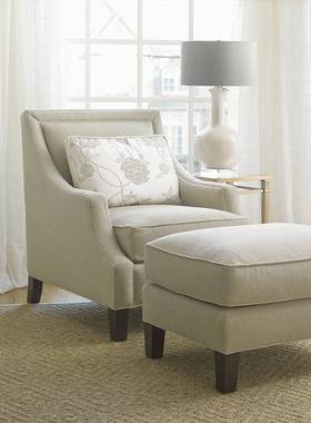 美式布艺GCN沙发椅单人休闲沙椅法发式古客厅复老虎脚踏双人三人