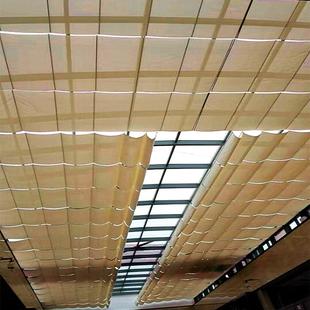 玻0211璃采顶智棚电动光遮帘能天蓬帘商场阳光天井阳隔热天棚帘