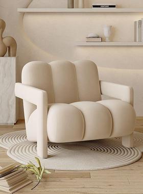 奶油风沙发单设椅计AL724652师单人沙发红网现代简休闲懒人约异形