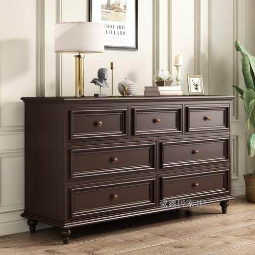 斗柜橱卧室床尾抽屉柜美式客靠厅墙七储物柜法式77283实木五九斗