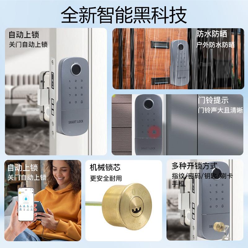 指老纹锁家用出房刷卡电外子智租能门锁户大门密码锁铁门EHQ式牛