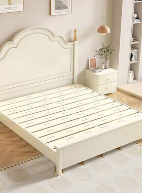 奶油风木床1.米现代简约白PMS色家用小户实卧室公主1.2米型单人8
