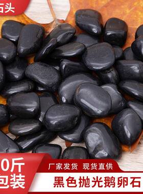 黑色鹅卵石观工厂抛石天然黑色鹅卵光黑石景黑石子精品黑色石雨花