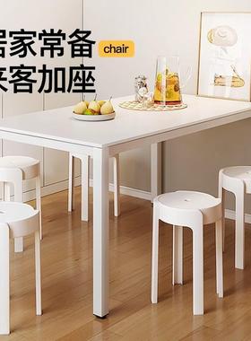 奶PRL油风塑料凳子家用厚加高板用凳凳现代简约风车可叠放备餐桌