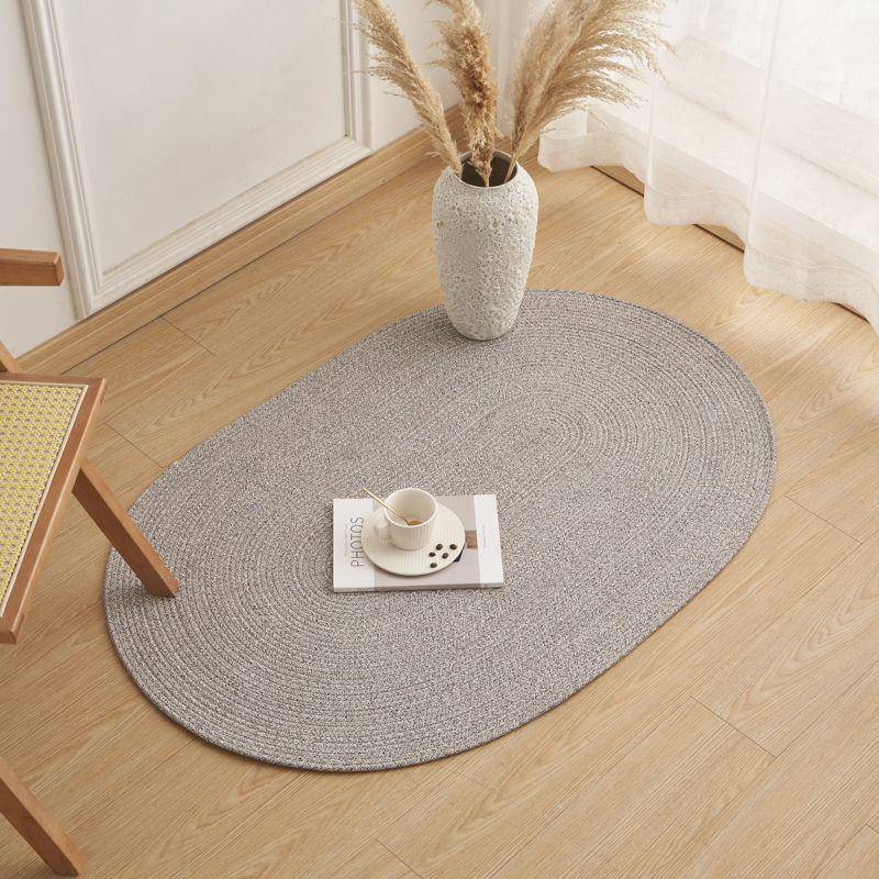 日式编织地棉线圆形地垫儿童室房棉麻毯卧客厅沙发茶几垫加OMH厚