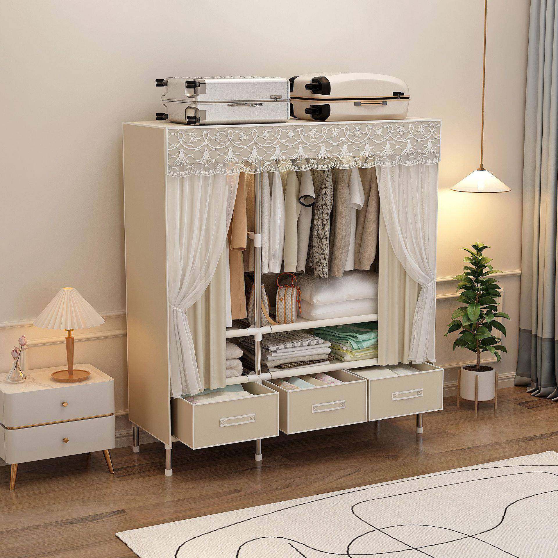 收纳柜金组合出钢租房用管服组装衣橱NCT家用卧室挂属衣架衣简易,住宅家具,简易衣柜,淘宝优惠券,粉丝福利购,淘宝优惠卷