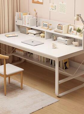 奶油风29477台书桌体书架一学习桌家用靠墙工作台办脑公桌子卧室