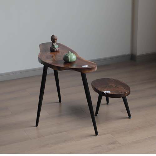 0A北美黑胡桃木随型矮茶几桌凳台小茶几阳F77SJ565窗飘小矮茶桌边