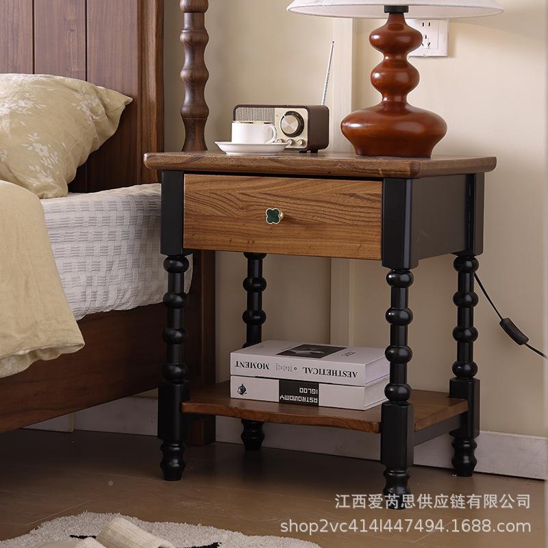 法式中古风实木床黑胡桃娜美式主床安PIZ双床人床卧现代简约全原