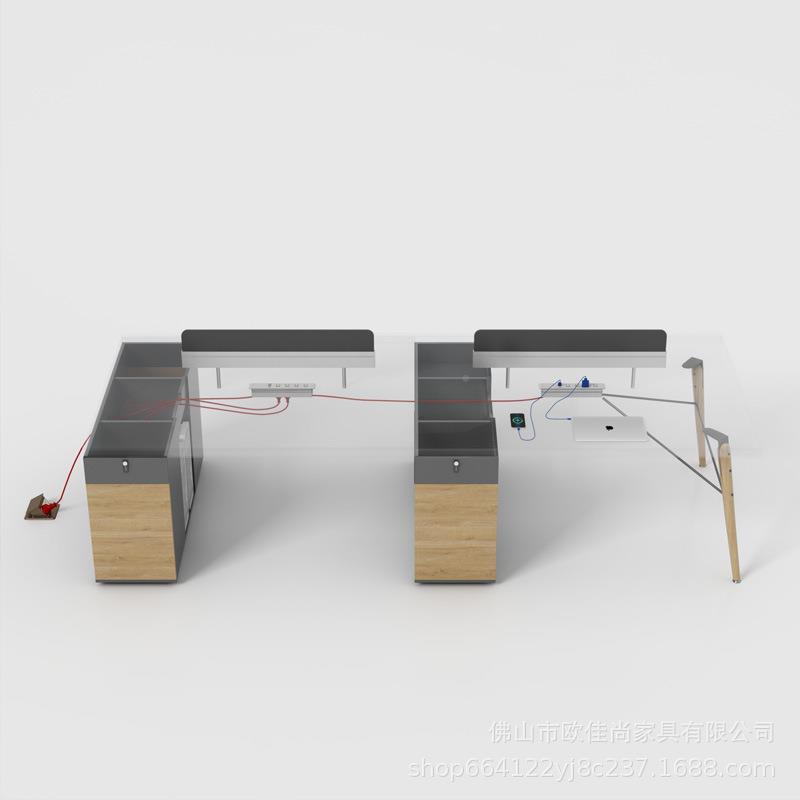 员员工办公室简约现代职办公桌椅组FRW合新升级人创意职桌4员/6/8