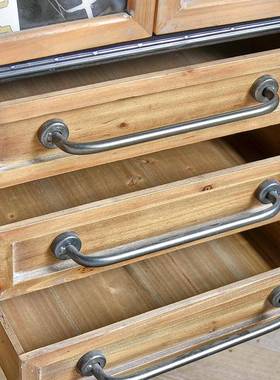 美式工业复古柜实家用客厅多功风能收60406纳斗柜双开门铁皮展示