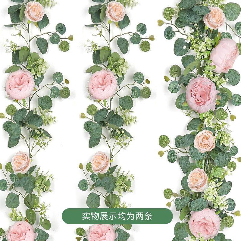 1.8米仿真花藤藤条AJT玫瑰婚花庆桌面装装饰楼梯大门装饰新款园饰