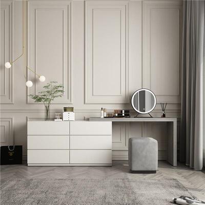 UPD轻实奢木梳妆台斗一体简电约柜现代多功能伸缩视柜极简家具收