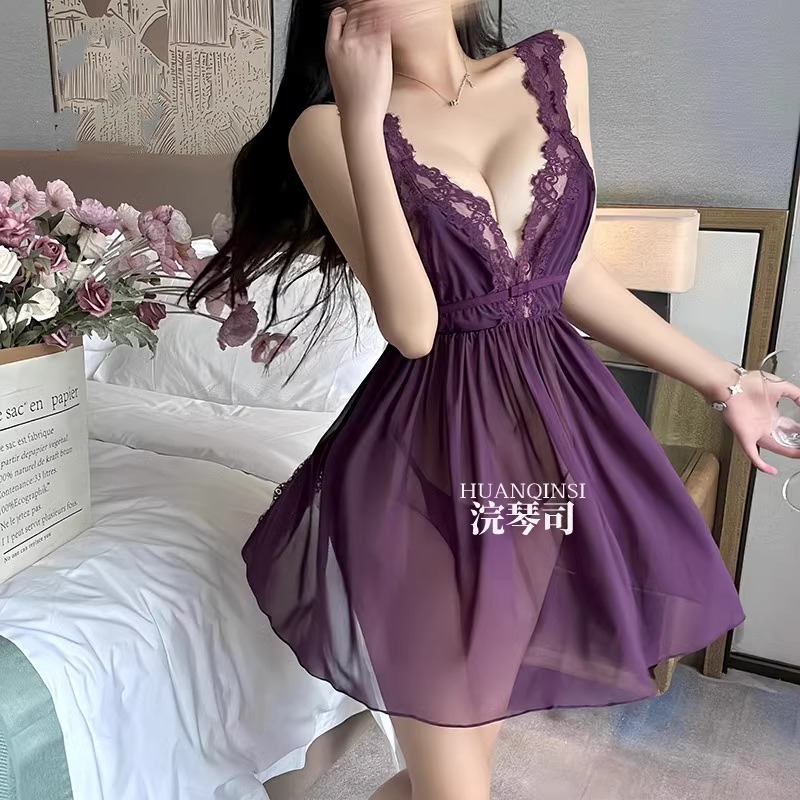 性感睡衣纯欲蕾丝吊带冰丝睡裙