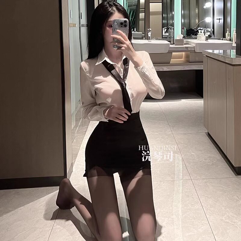 御姐风秘书性感纯欲春秋上衣衬衣套装jk制服修身ol职业白衬衫女夏