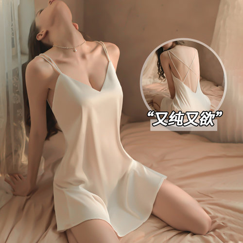 禁欲系性感睡裙风情纯欲连衣裙