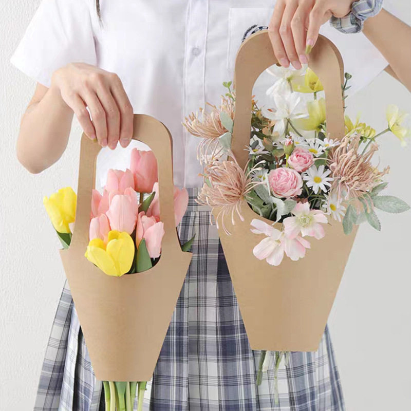 幼儿园田园森系复古牛皮纸袋手提袋花束自然角美工区墙面布置材料