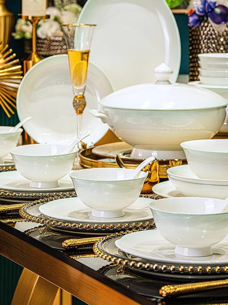 2025新款碗碟套装家用景德镇高档碗盘骨瓷餐具釉下彩送礼乔迁新居