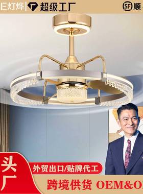 轻奢大风力餐厅风扇灯吊扇灯北欧新款简约一体静音卧室吊顶电扇灯