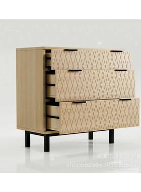 卧室多层储物柜北欧风抽屉式小户型木柜子实木客厅收纳边角三斗柜