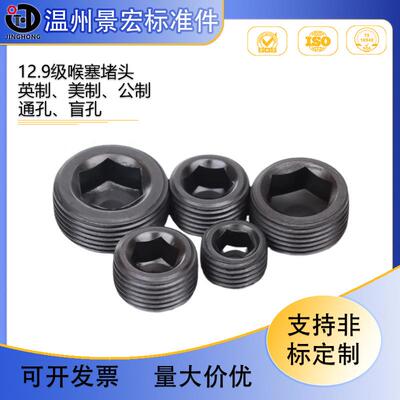 12.9级DIN906内六角堵头管堵螺塞闷头PT堵头NPT螺塞通孔盲孔油塞