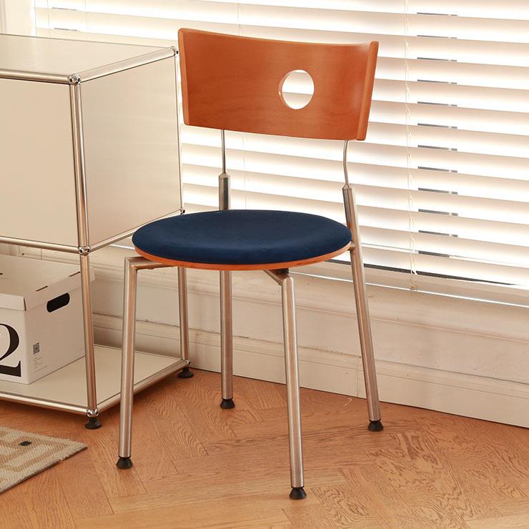 中古餐椅家用设计师实木贝格椅网红休闲餐厅复古不锈钢餐桌椅子