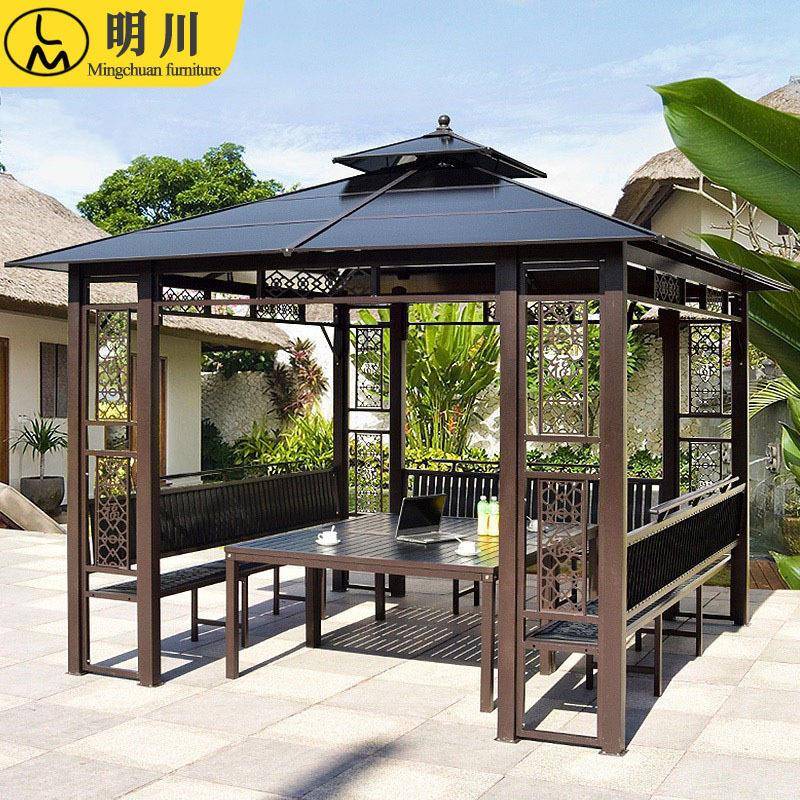 凉亭庭院室外铁艺遮阳棚别墅花园露天露台楼顶铝合金亭子福字亭