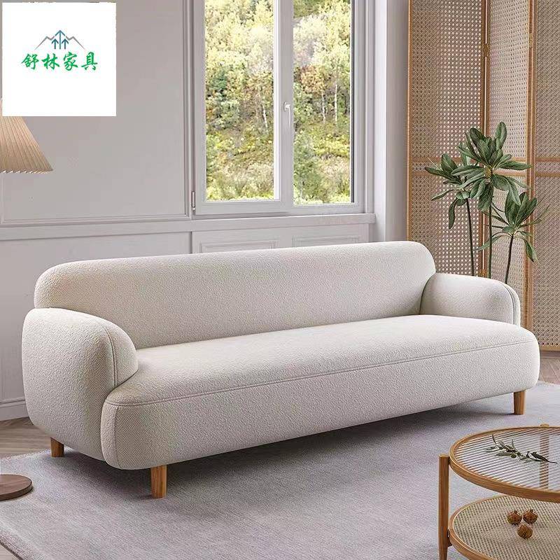 奶油风网红布艺沙发直排小户型客厅北欧简约现代出租房猫抓布日式