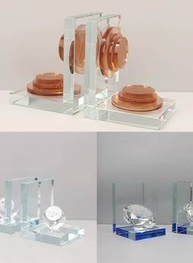 北欧创意几何透明水晶书档摆件书房玄关客厅卧室样板间家居装饰品