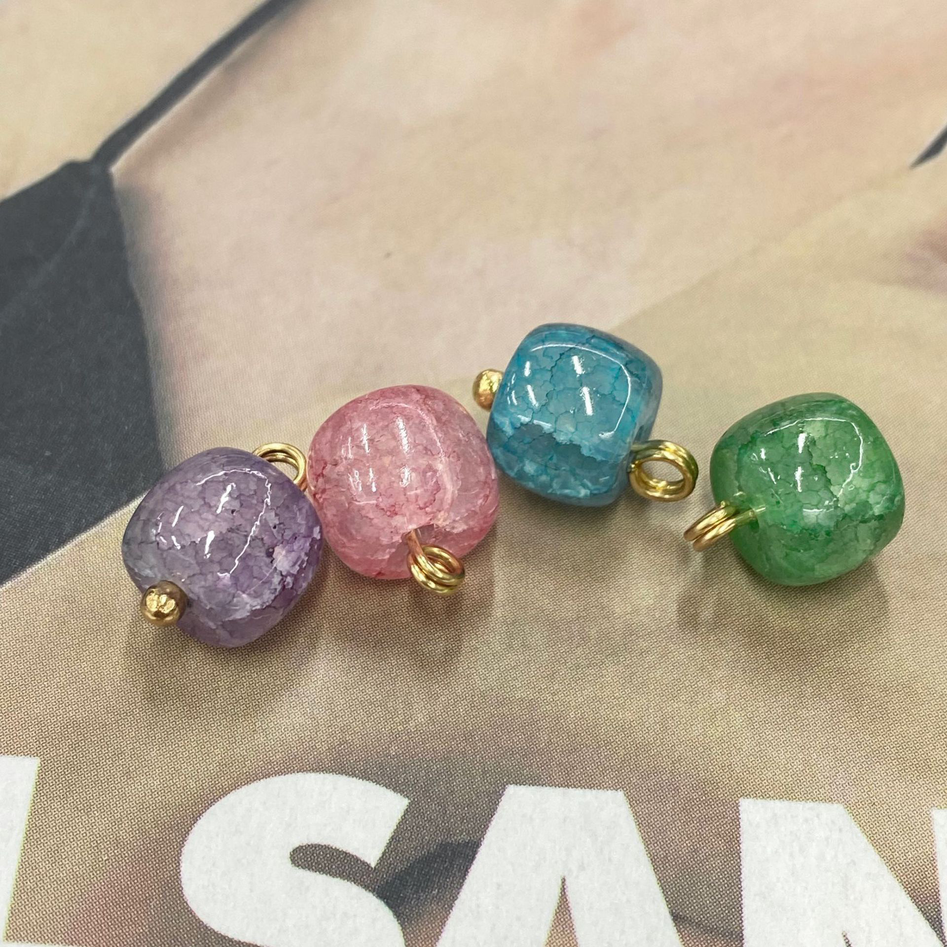 仿玉石裂纹圆柱灯笼树脂纽扣旗袍扣子中式唐装复古汉服衬衫连衣裙