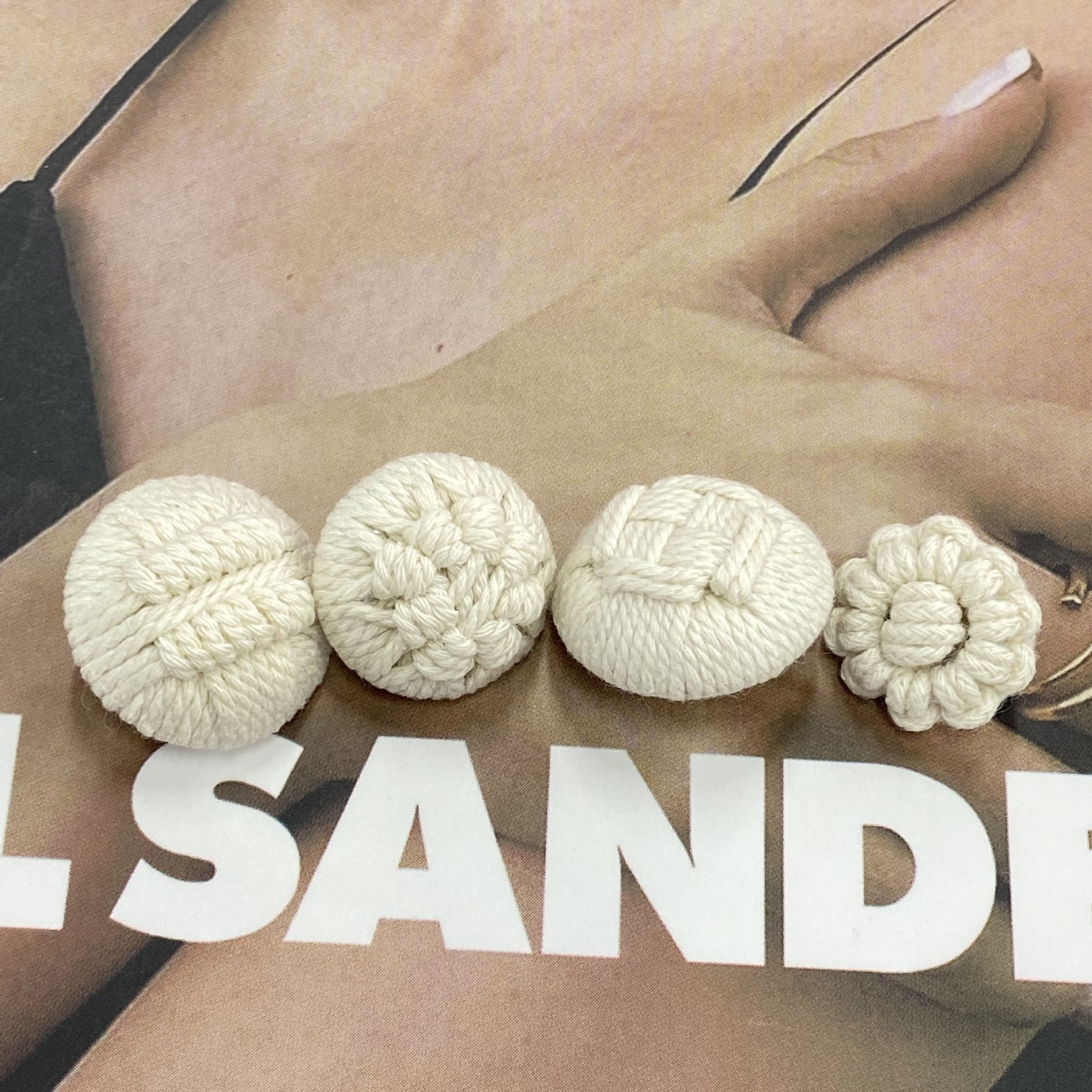 日系手工羊毛线米白色包扣毛衣大衣外套钮扣子钩花装饰纽扣