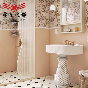 法式 高级奶油风浴室厨房墙砖厕所地砖 卫生间瓷砖玫瑰小花砖