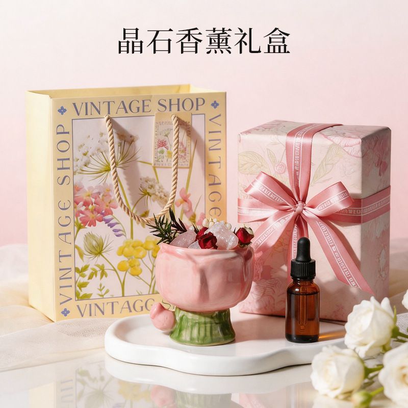 郁金香杯扩香石玫瑰干花