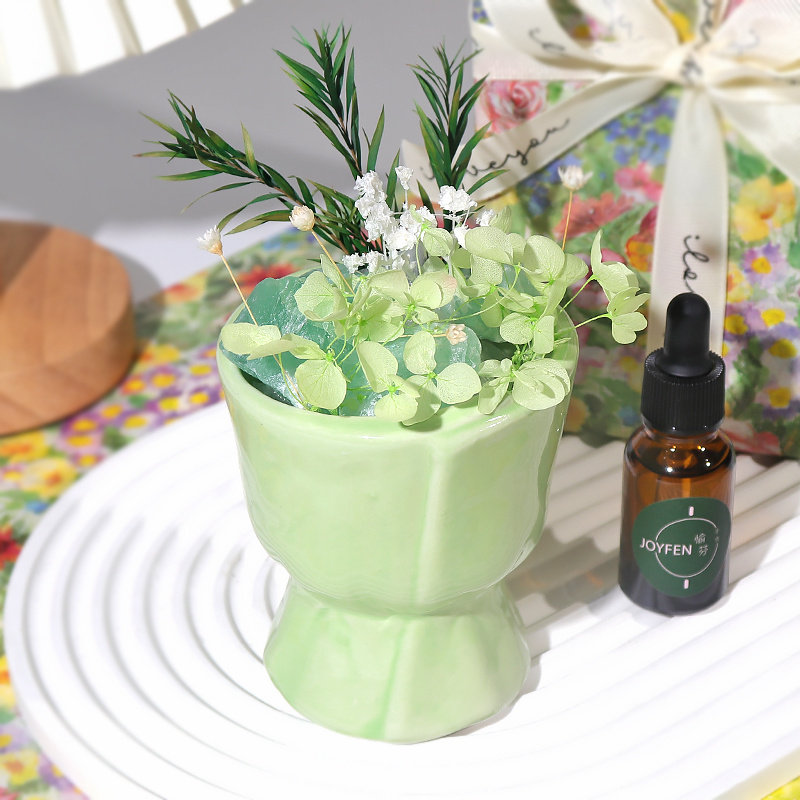 小清新绣球花干花无火香薰精油香薰石扩香石晶石礼盒生日礼物女生