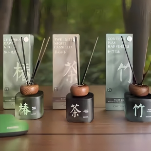 岷山茶舍系列香薰知竹常乐暮夜山茶椿山晓绿高级无火藤条香氛品质