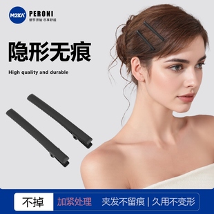 M2ka磨砂黑長方細邊夾女士碎發(fā)側邊發(fā)夾短發(fā)過渡期發(fā)卡劉海一字夾