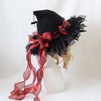 Original Lolita Devil bow lace Witch hat, Witch hat, witch hat rock sweetheart gadget thumbnail 2