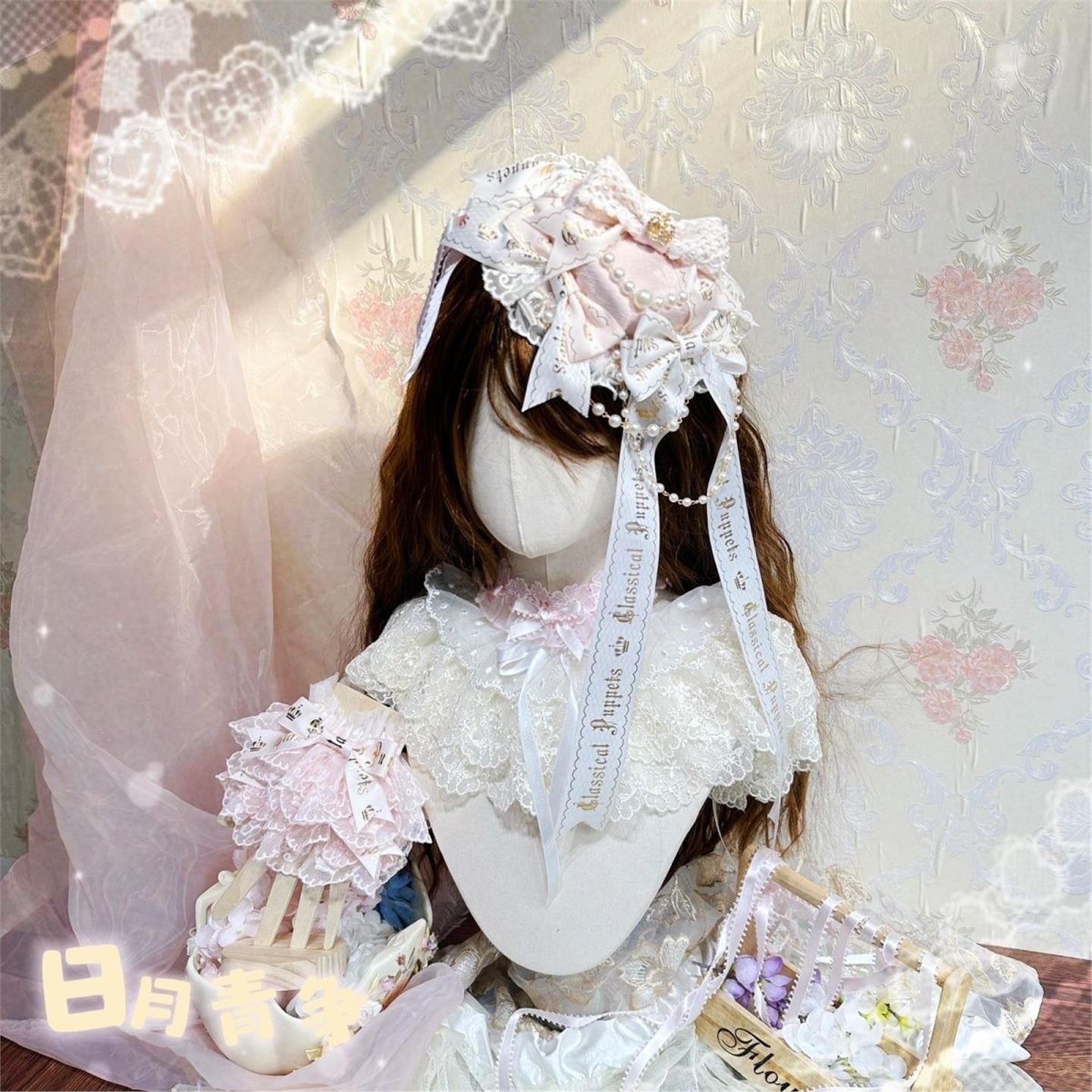 安东尼蛋糕粉金原创蝴蝶结蛋糕蕾丝lolita甜美洛丽塔小物头饰礼帽