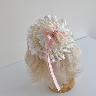 Little Fortune原创手作lolita蝴蝶结丝缎芭蕾小礼帽洛丽塔蕾丝