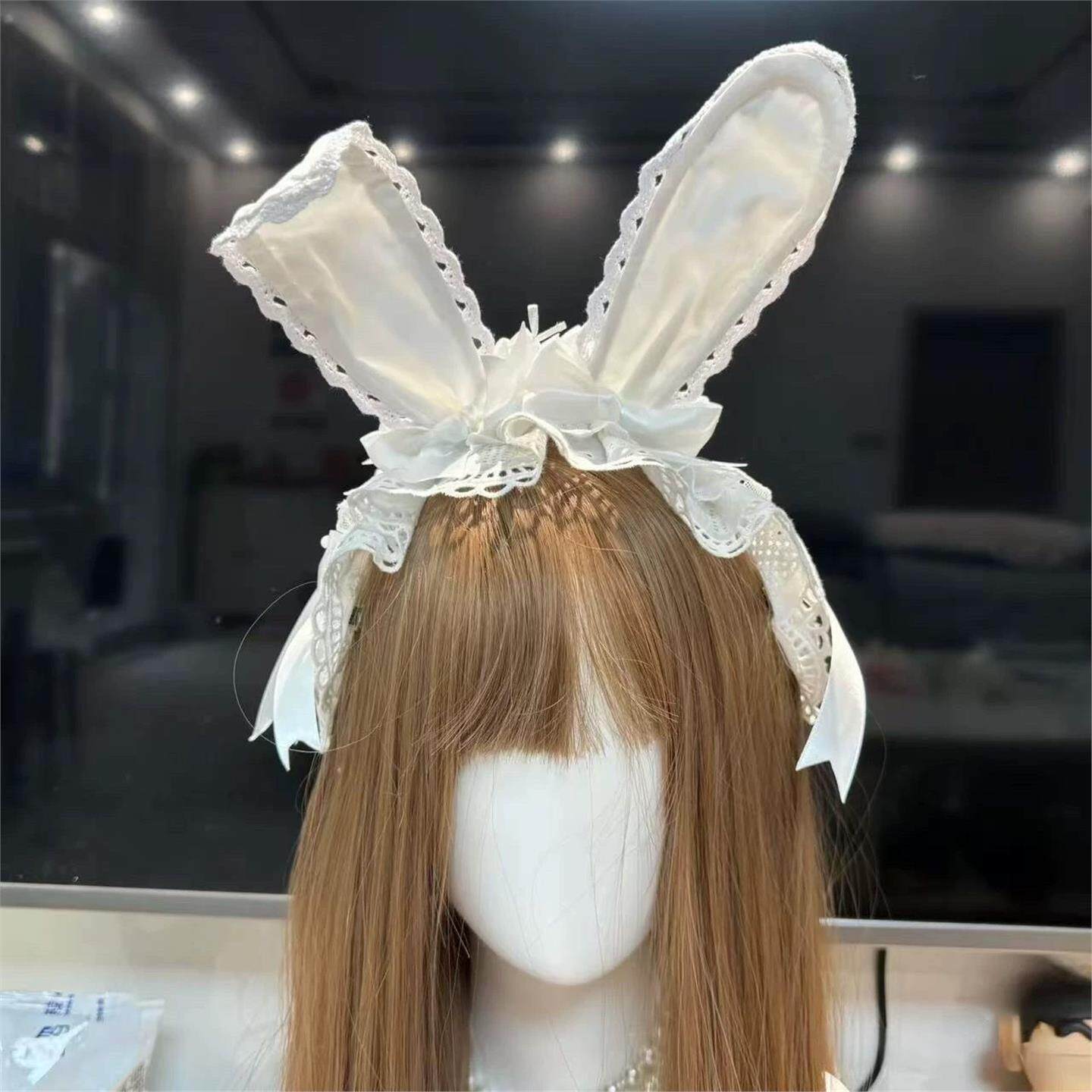 Little Fortune白色蝴蝶结发带甜美可爱发箍lolita拍照头箍发饰