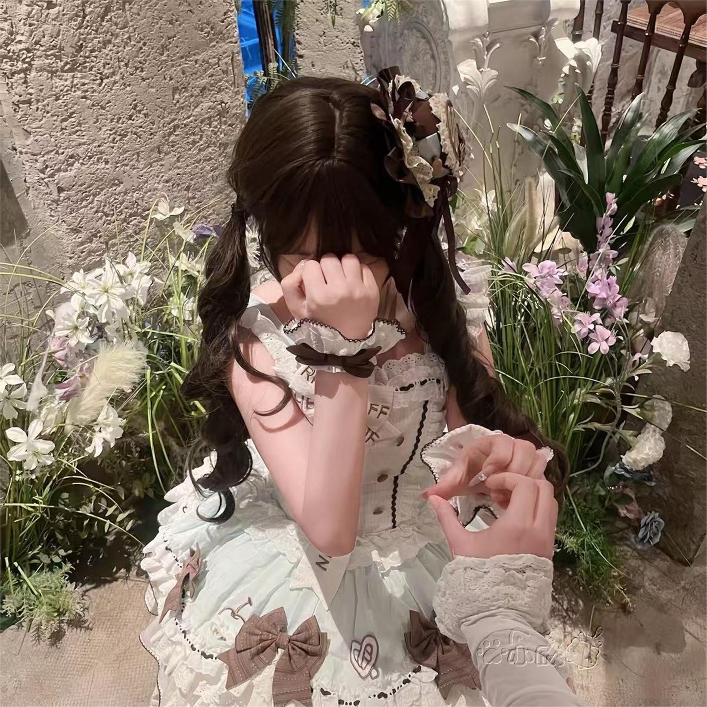 薄荷巧克力配色Lolita原创手作蝴蝶结发带发夹礼帽熊仔饼干发饰
