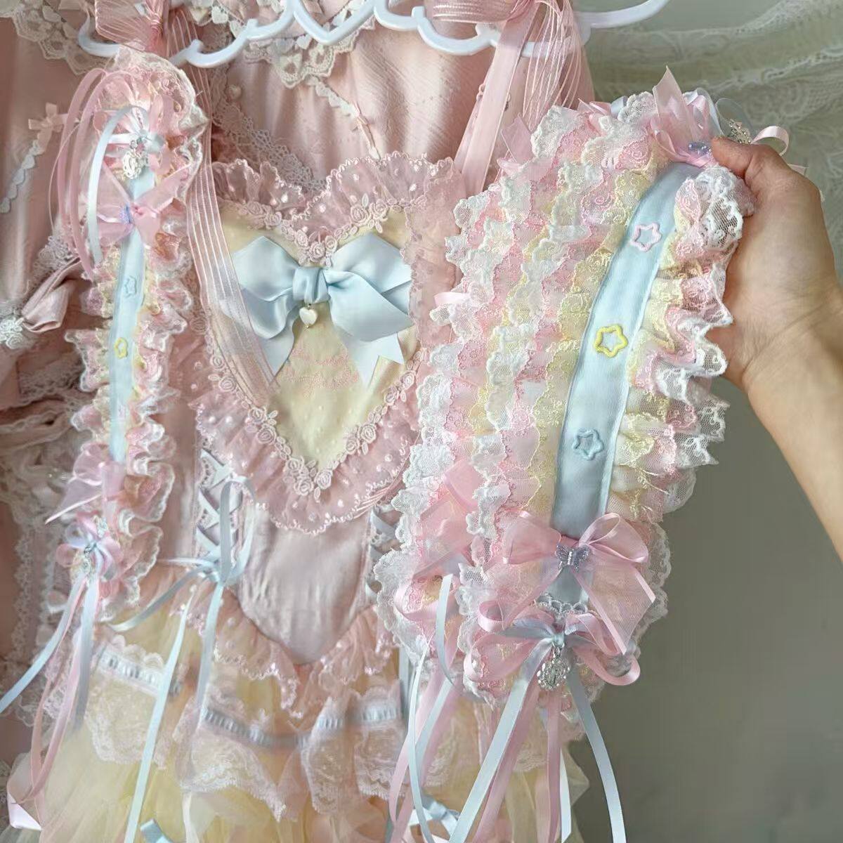 洛丽塔发带糖果色可搭丝缎芭蕾lolita发饰冰淇淋彩虹色头饰发夹