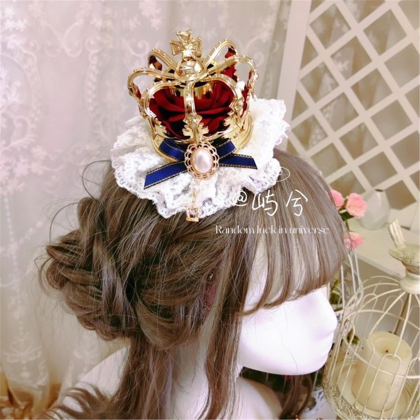LittleFortune手作cos道具皇冠lolita头饰打歌圣之心配饰军lo发夹