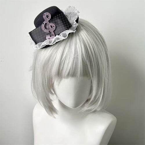 LittleFortune波点音符小礼帽发夹甜酷哥特风y2k亚文化发饰lolita
