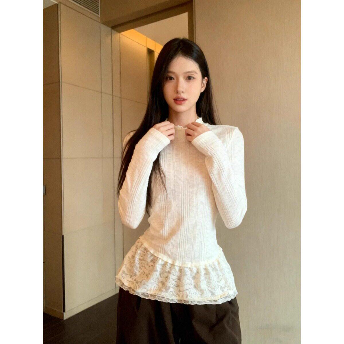 显瘦220甜美风长袖韩上衣