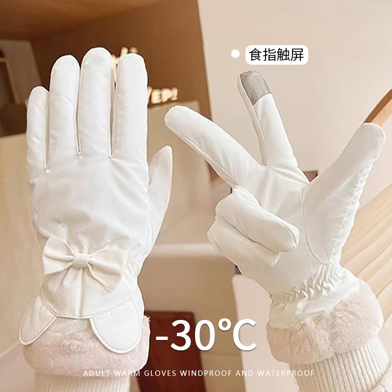手套女士冬季2025新款可爱骑行电动车防风加厚触摸屏滑雪保暖手套
